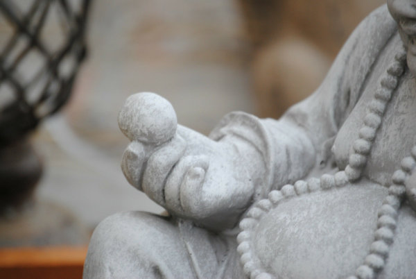 Buddha Figur lachender  dicker  Happy Buddha XL Antik Silber Glück Feng Shui 