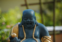 Buddha Figur lachender dicker  Happy Buddha XL Blau...