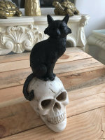 Totenkopf mit LED Figur auf Cat Skull Gothic Katze...