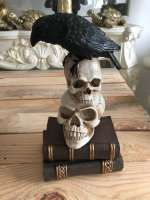 Totensch&auml;del mit  Figur Skull Gothic Rabe Buch...