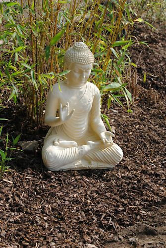 Buddha Groß FENG SHUI STATUE Braun Bronze 45 cm Figur Garten Deko Wetterfest 