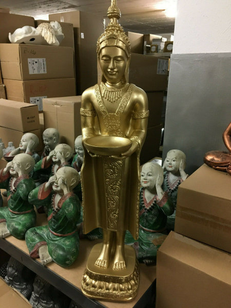 Buddha Groß 74 cm Bronze Designe Feng Shui Statue Figur Garten Deko Wetterfest 