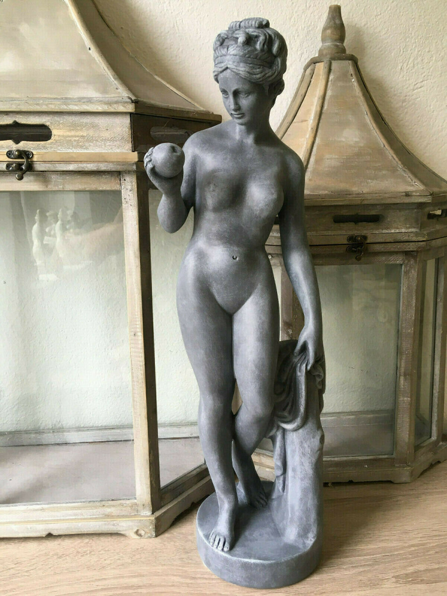 S259 Akt Steinfigur Gartenfigur Statuen Steinguss Frauen 118 cm Eva mit Apfel