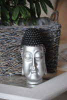 Buddha Kopf Deko Statue H30 cm  Buddhakopf Silber schwarz...