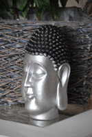 Buddha Kopf Deko Statue H30 cm  Buddhakopf Silber schwarz...