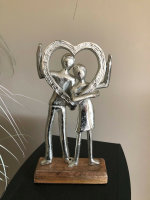 Aufsteller Figur Skulptur Liebespaar aus Aluminium Holz H...