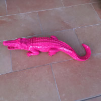 Krokodil Alligator 70cm Garten Gartenfigur Pink Rosa...