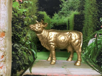 Kuh K&uuml;he Figur Dekoration Home u. Garten Gold New...